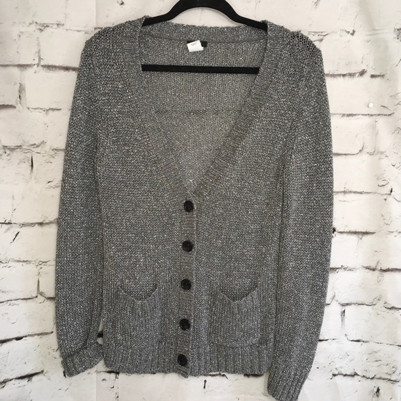 J. Crew Sweaters - J Crew Metallic Silver Boyfriend Cardigan Size M